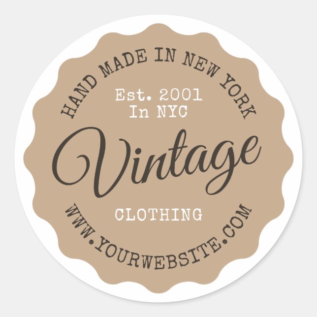 Rustikal-braune Vintage Retrotypografie Runder Aufkleber (Vorderseite)
