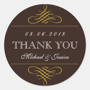 Rustikal-braune Wirbel Ornament Wedding Stickers