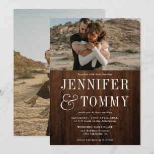 Rustikal braunes Holz kühn Fall Foto Hochzeit Einladung