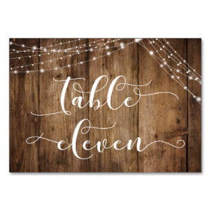 Rustikal-braunes Holz & Lights-Tisch Elefantenkart Tischnummer