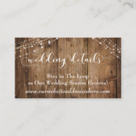Rustikal-braunes Holz und Lichter für Hochzeiten Begleitkarte