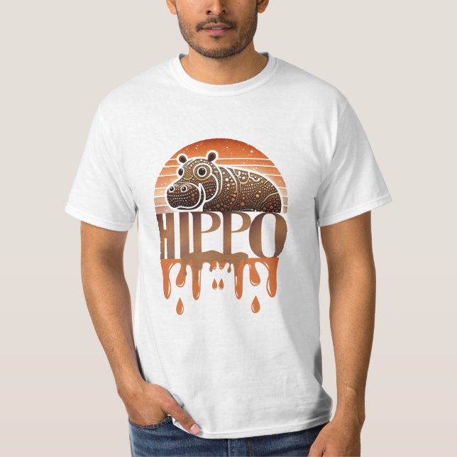 Rustikal Charmed Burnout Hippo Grafik T-Shirt (Vorderseite)
