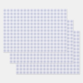 Rustikal Coole Periwinkle-Grau-Gingham Geschenkpapier Set