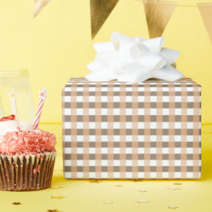 Rustikal Cozy Neutral Brown Gingham Geschenkpapier