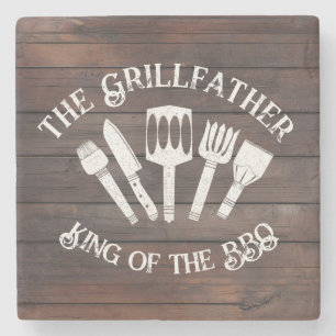 Rustikal "Der Grillvater: Funny GRILLEN Gift Steinuntersetzer