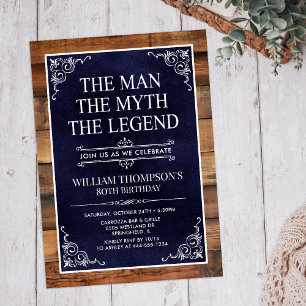 Rustikal Der Mann der Mythos der Legende 80. Gebur Einladung