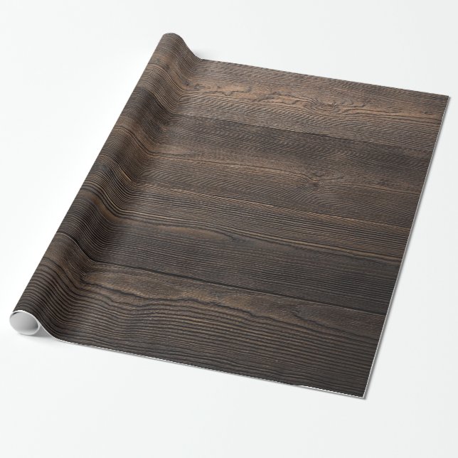 Rustikal dunkelbraune HOLZSEITE Geschenkpapier (Ungerollt)
