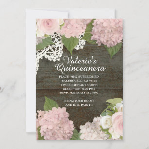Rustikal dunkelholz Spitzen Rose Hydrangea Tischsi Einladung