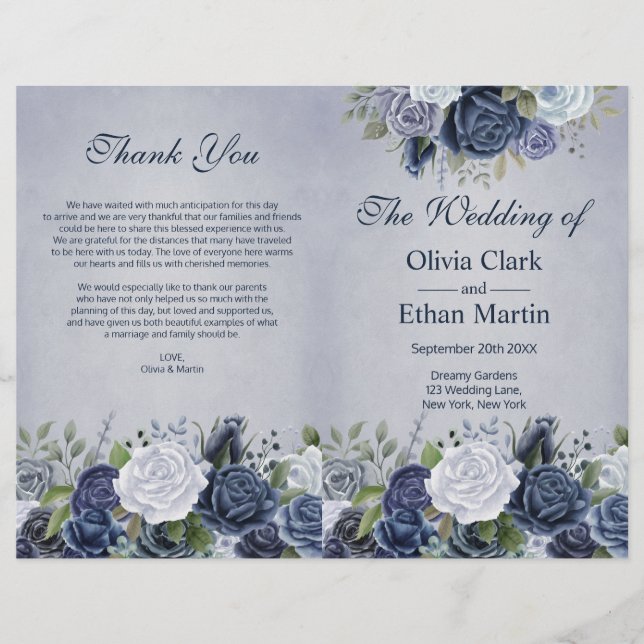 Rustikal Dusty Blue Watercolor Floral (Vorderseite)