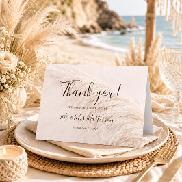 Rustikal Elegant Boho Pampasgras Hochzeit Dankeskarte