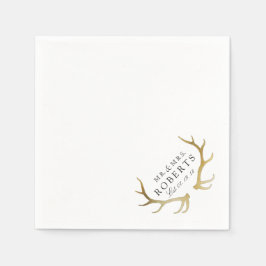 Rustikal & elegant Gold Antler | Individuelle Name Serviette