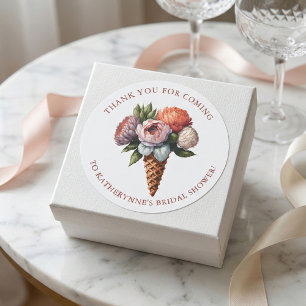 Rustikal Elegante Boho Eiscreme Brautparty Danke Runder Aufkleber