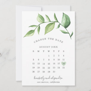 Rustikal Elegante Grünkalender Datum ändern Ankündigung