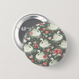 Rustikal Elegantes Schwan- und Herz-Elemente-Muste Button