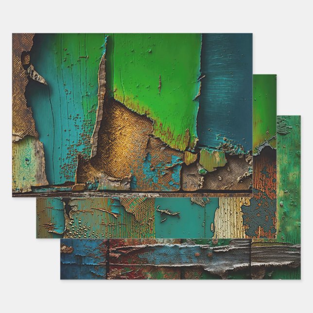 rustikal, farbenfroh, Peeling paint, Geschenkpapier Set (Set)