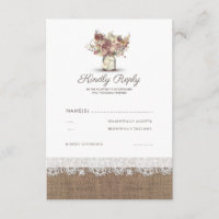 Rustikal Floral Mason Jar | Burlap Wedding RSVP