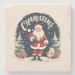 Rustikal frohe Weihnachten und Weihnachtsgeschenk Steinuntersetzer