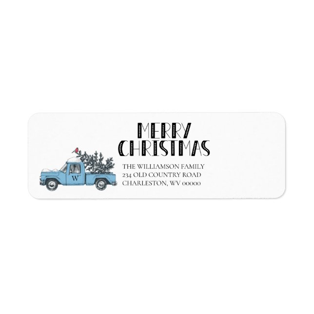Rustikal Frohe Weihnachten Vintager LKW Mit Monogr (Vorne)