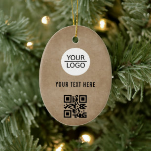Rustikal Fügen Sie Ihr Logo QR-Code Benutzerdefini Keramik Ornament