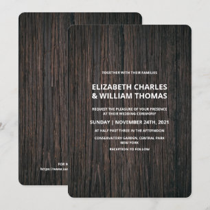 Rustikal gearbeitete Holzverheiratung Einladung