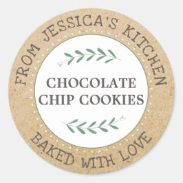 Rustikal gebacken mit Liebe Backgeschenk Runder Aufkleber