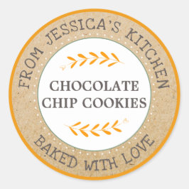 Rustikal gebacken mit Liebe Backgeschenk Runder Aufkleber