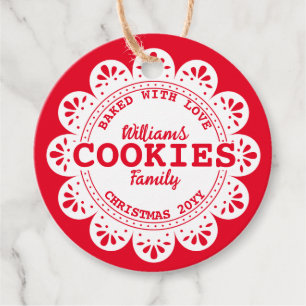 Rustikal gebacken mit Liebe Weihnachtskekse Rot Geschenkanhänger