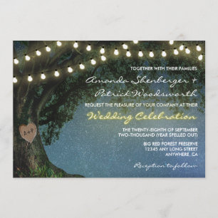 Rustikal geschnitzte Heart Oak Tree Einladung