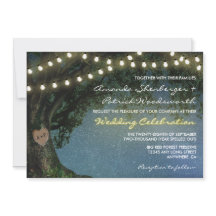 Rustikal geschnitztes Herz Eichenbaum Einladung zu