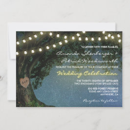 Rustikal geschnitztes Herz Eichenbaum Einladung zu