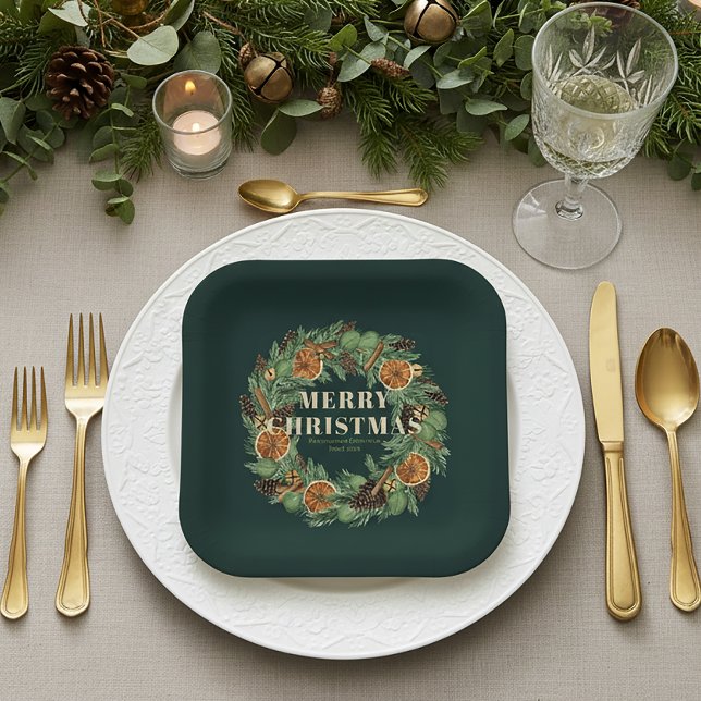 Rustikal getrockneter Orangensaft Kiefernwald Grün Pappteller (Von Creator hochgeladen)