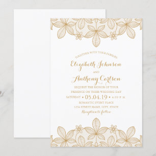 Rustikal Golden Lace Luxus Elegantes Hochzeitsfest Einladung