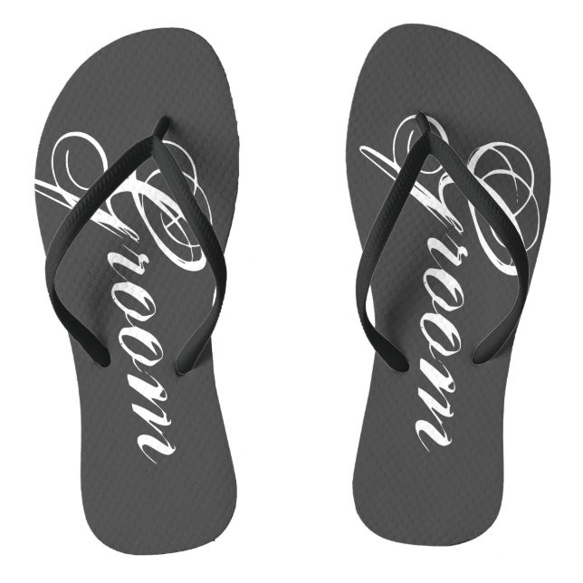 Rustikal graue Hochzeitskippen für Braut und Bräut Flip Flops (Fußbett)