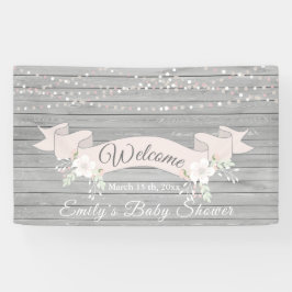 Rustikal graue Holzbänder Babydusche Banner