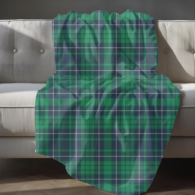 Rustikal grün Kariert Fleecedecke (Rustic Green Blue Plaid Fleece Blanket)