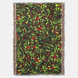 Rustikal-grüngelbe und lebhafte rote Kurven Decke