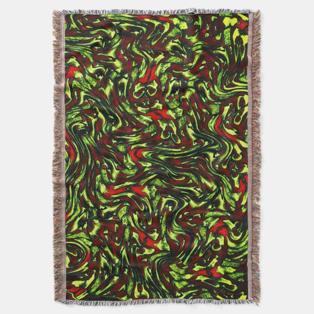 Rustikal-grüngelbe und lebhafte rote Kurven Decke (Vorderseite Vertikal)