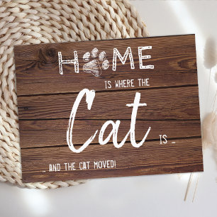 Rustikal haben wir neue Zuhause Cat Pet Moving Ankündigungspostkarte