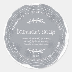 Rustikal handgefertigte Lavendelseife Wasserfarbe Runder Aufkleber