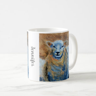 Rustikal handgemalte Schafsbauernbezeichnung Kaffeetasse