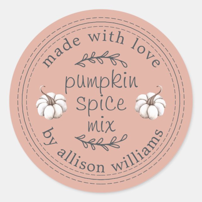 Rustikal hausgemachte Pumpkin Gewürz Mix Dusty Pin Runder Aufkleber (Vorderseite)