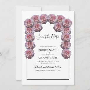 Rustikal hellrosa Rose, die das Datum hochhalten Save The Date