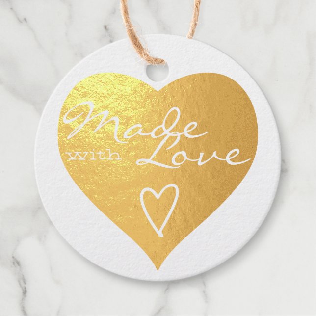 Rustikal hergestellt mit Liebe Herz Symbol Kraft P Geschenkanhänger (Vorderseite)