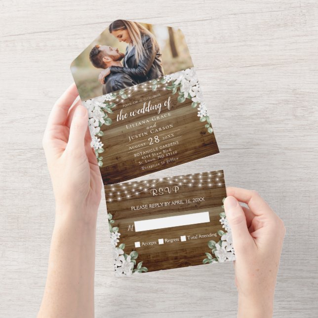 Rustikal in einer Hochzeitsreise All In One Einladung (Abreißen)