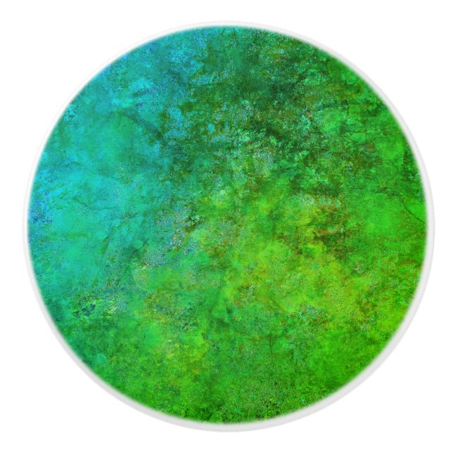 Rustikal Inspiriert Art Green Blue Keramikknauf (Vorderseite)