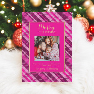Rustikal Kariert Pink Gold Frohe Weihnachten 2 Fot
