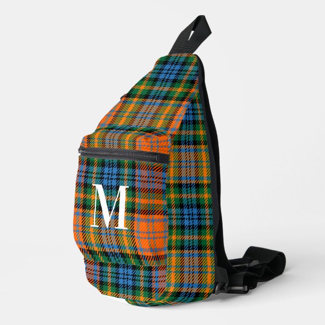 Rustikal Kariert Red Green Monogram Tartan Crossbody Bag (Rechte Ecke)