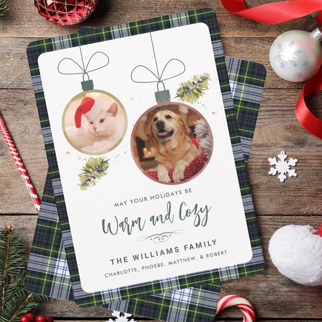 Rustikal Kariert Weihnachten 2 Fotos Tartan Urlaub (Rustic Plaid Christmas 2 Photos Tartan Holiday Cards)