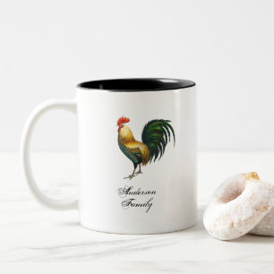 Rustikal klassischer Hahn Familienname personalisi Zweifarbige Tasse