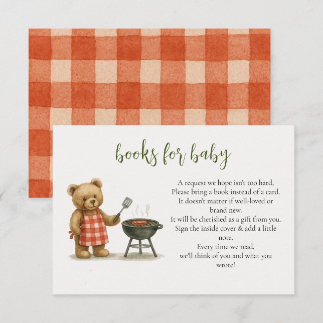 Rustikal können wir GRILLEN Babydusche buchen Begleitkarte (Vorne/Hinten)
